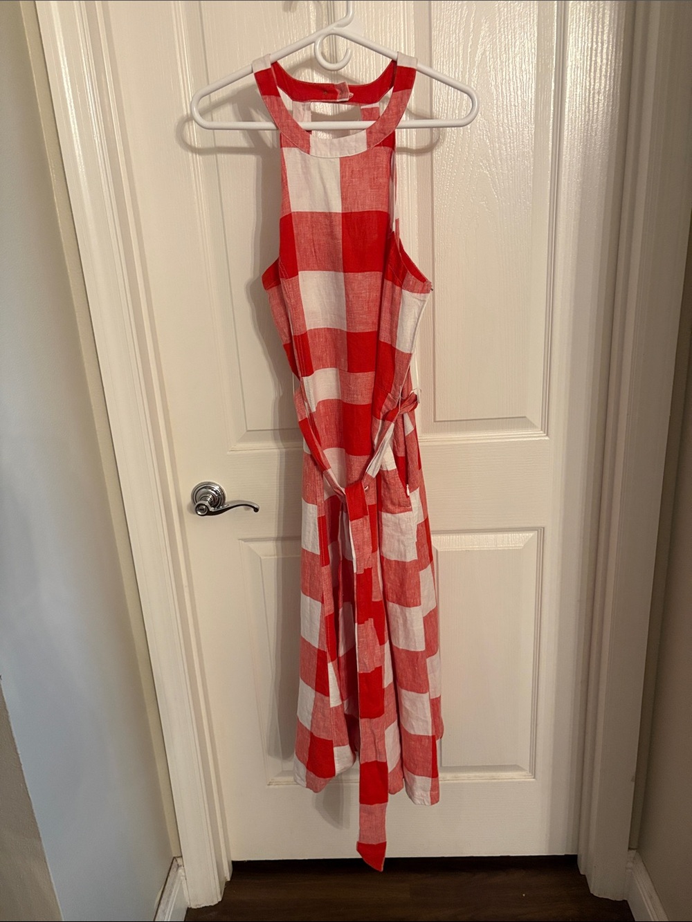 Crown and Ivy Red & White Gingham Tie-Waist Maxi Dress